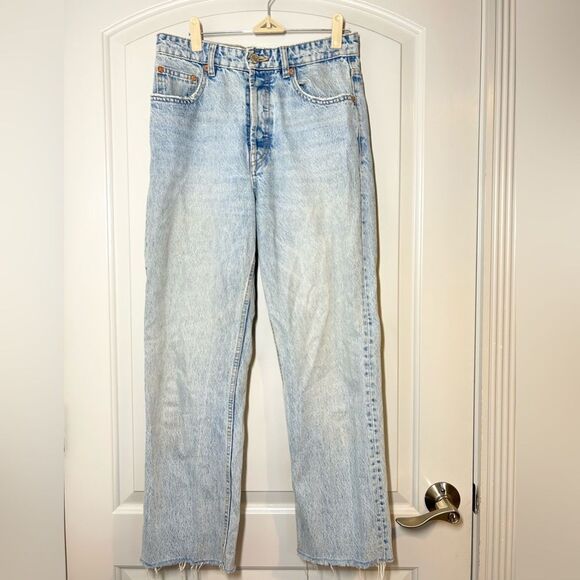 Zara Denim - Zara 90s High Rise Straight Leg Distressed Denim size 6